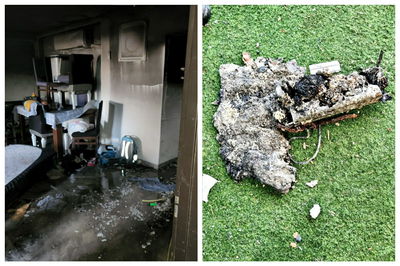 הסוללה והשריפה בבית