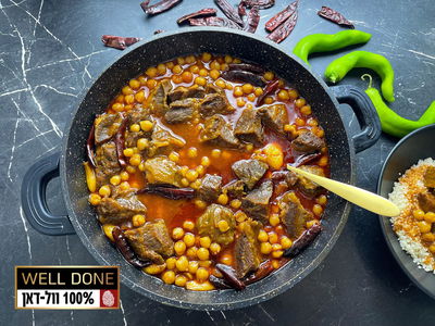 בשר ראש עם חומוס פיקנטי