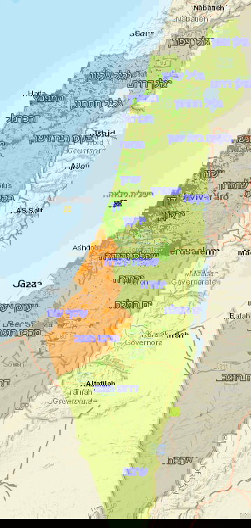 מפה המפרטת את איזורי ההנחיות