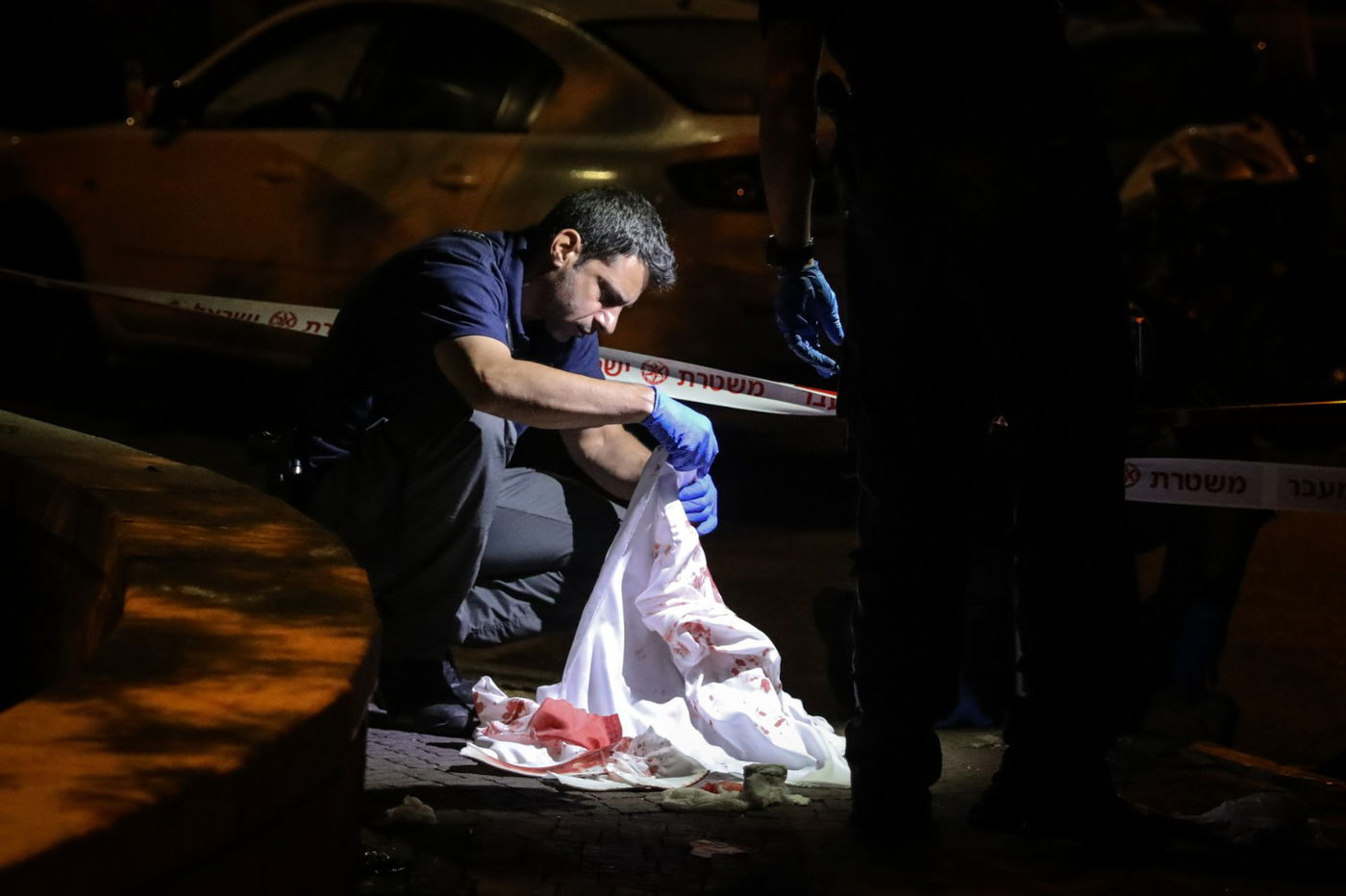 זירת הפיגוע בירושלים, הלילה