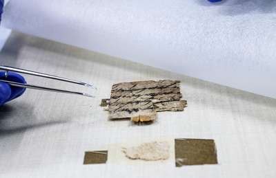 הפפירוס מטופל במעבדת המגילות של רשות העתיקות