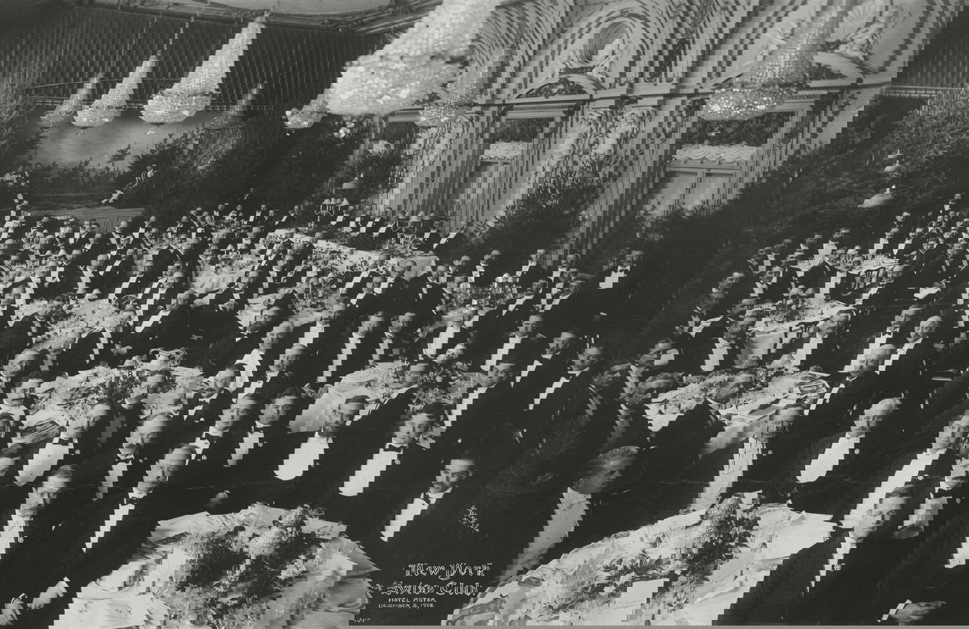 'המועדון השוויצרי של ניו יורק' שהורכב משוויצרים שגלו לארה"ב. תמונה קבוצתית מאירוע. ניו יורק ארה"ב C1908