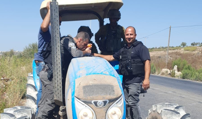 צפו בתיעוד: לוחמי מג"ב איתרו את הטרקטור הגנוב