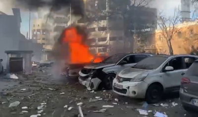 טיל במרכז קייב, במהלך החג