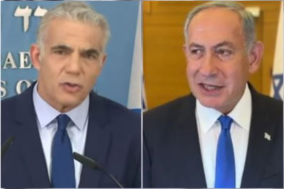 דבריו של לפיד | בתמונה: נתניהו ולפיד הערב