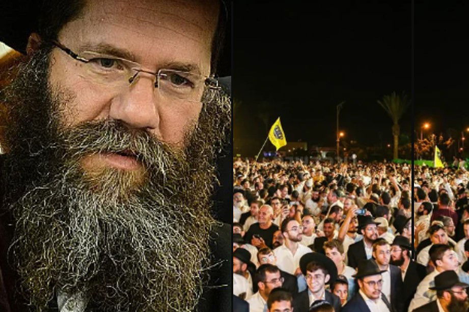 מימין: ההקפות השניות אמש. משמאל: הגר"מ אשכנזי