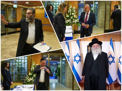 תיעוד: כך נכנסו הח"כים החרדים להשבעה במשכן הכנסת