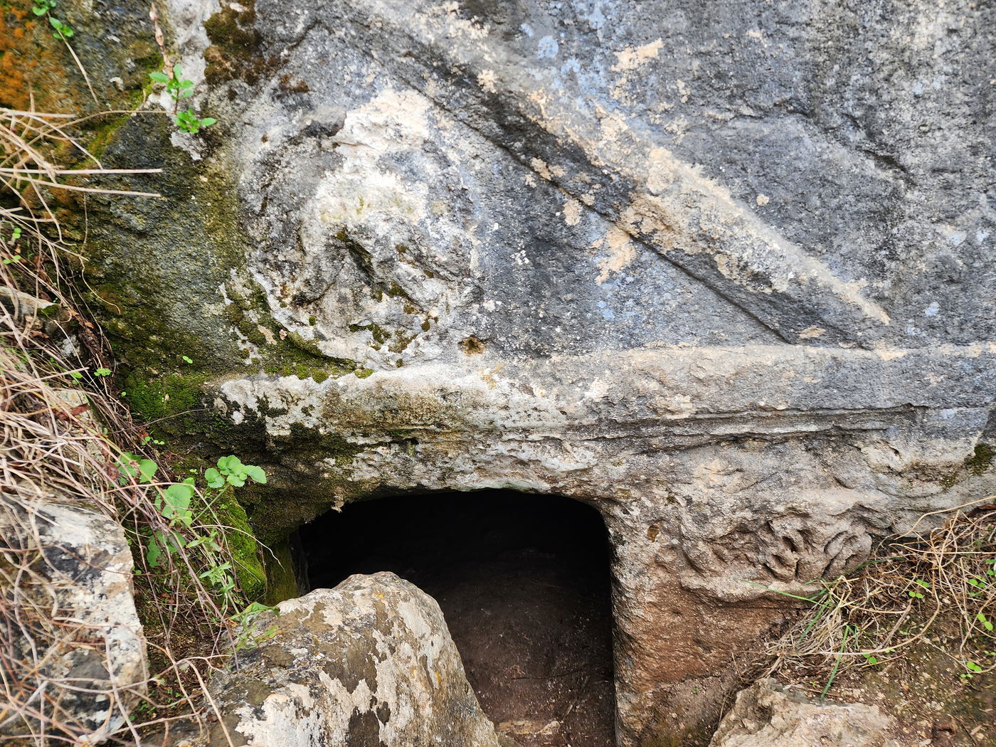 שרידי עיט רומי (סמל מובהק של האימפריה הרומית) שנחרט בכניסה ל'מערת קבורה רומית' הסמוכה ל'מערת הנזירים' ב'יער בן שמן' עליה נטען במאמר זה שהיא באזור "מַדְבְּרָא דְלוּד", - המערה בה רשב"י הסתתר מהרומאים י"ג שנים