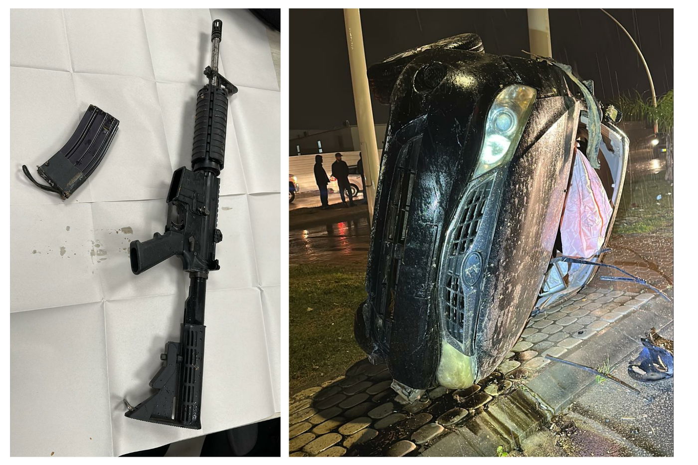 הרכב שהתהפך והנשק