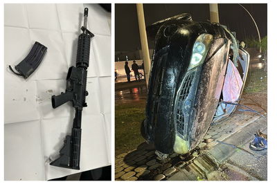 הרכב שהתהפך והנשק