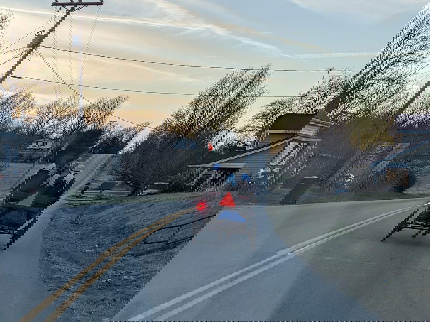 חברי קהילת האמיש על סוס ועגלה