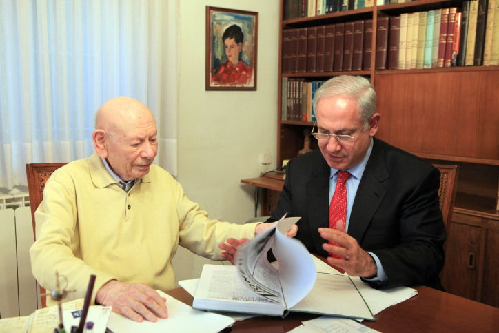 ראש הממשלה נתניהו לצד אביו ההיסטוריון בנציון נתניהו