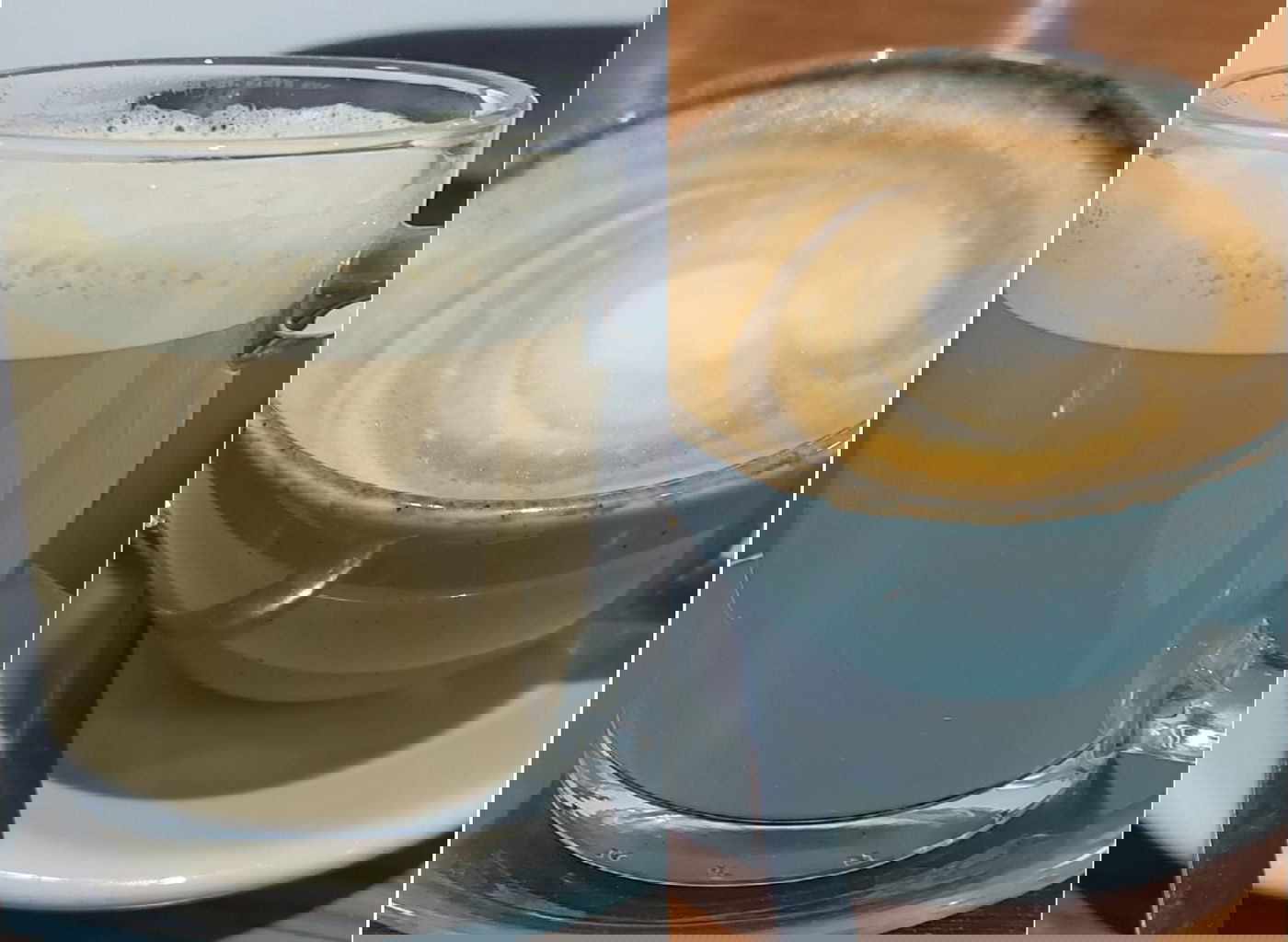 קפה בכוס חרסינה ובכוס זכוכית