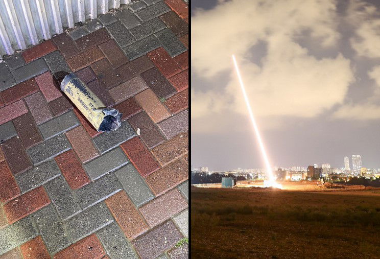 משמאל: הרקטה שנפלה הערב בשדרות