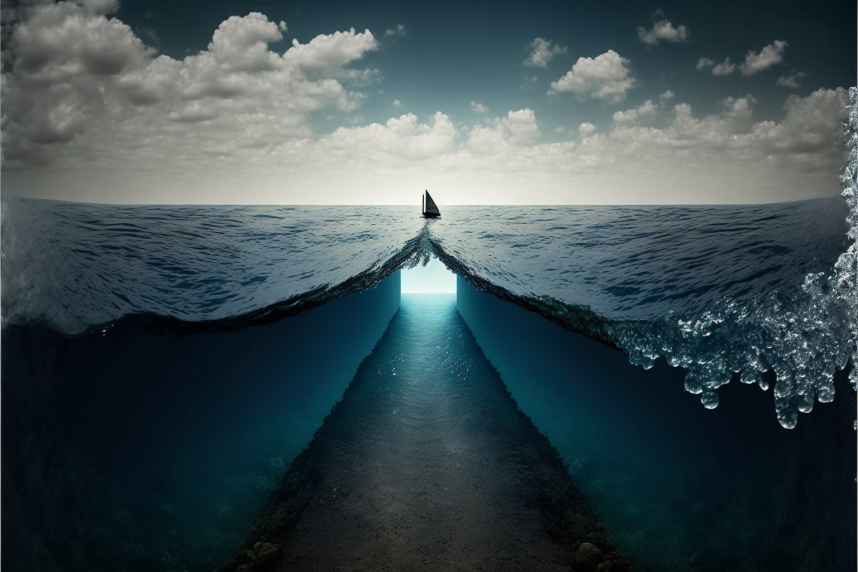 המים נסוגים לצדדים ושביל היבשה נחשף