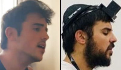 מימין: הרץ עם טלית ותפילין. משמאל: בעבר