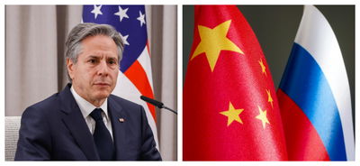 ברית רוסיה סין? אנתוני בלינקן ודגלי רוסיה וסין