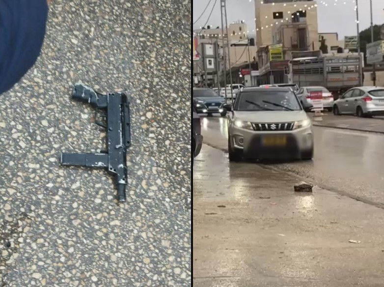 הרכב שספג את האש והנשק ששימש את המחבל