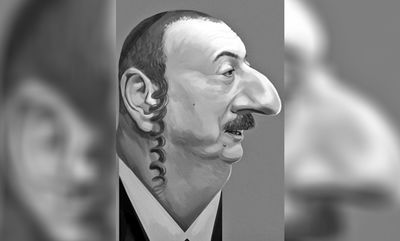 קריקטורה אנטישמית של איראן נגד נשיא אזרבייג'ן