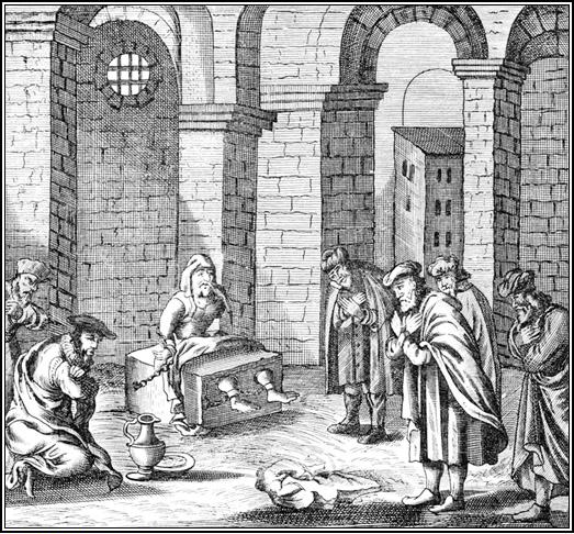 ציור דמיוני של שבתי צבי מקבל אורחים בעת מאסרו. לא ברור האם הכוונה למאסרו הראשון או השני