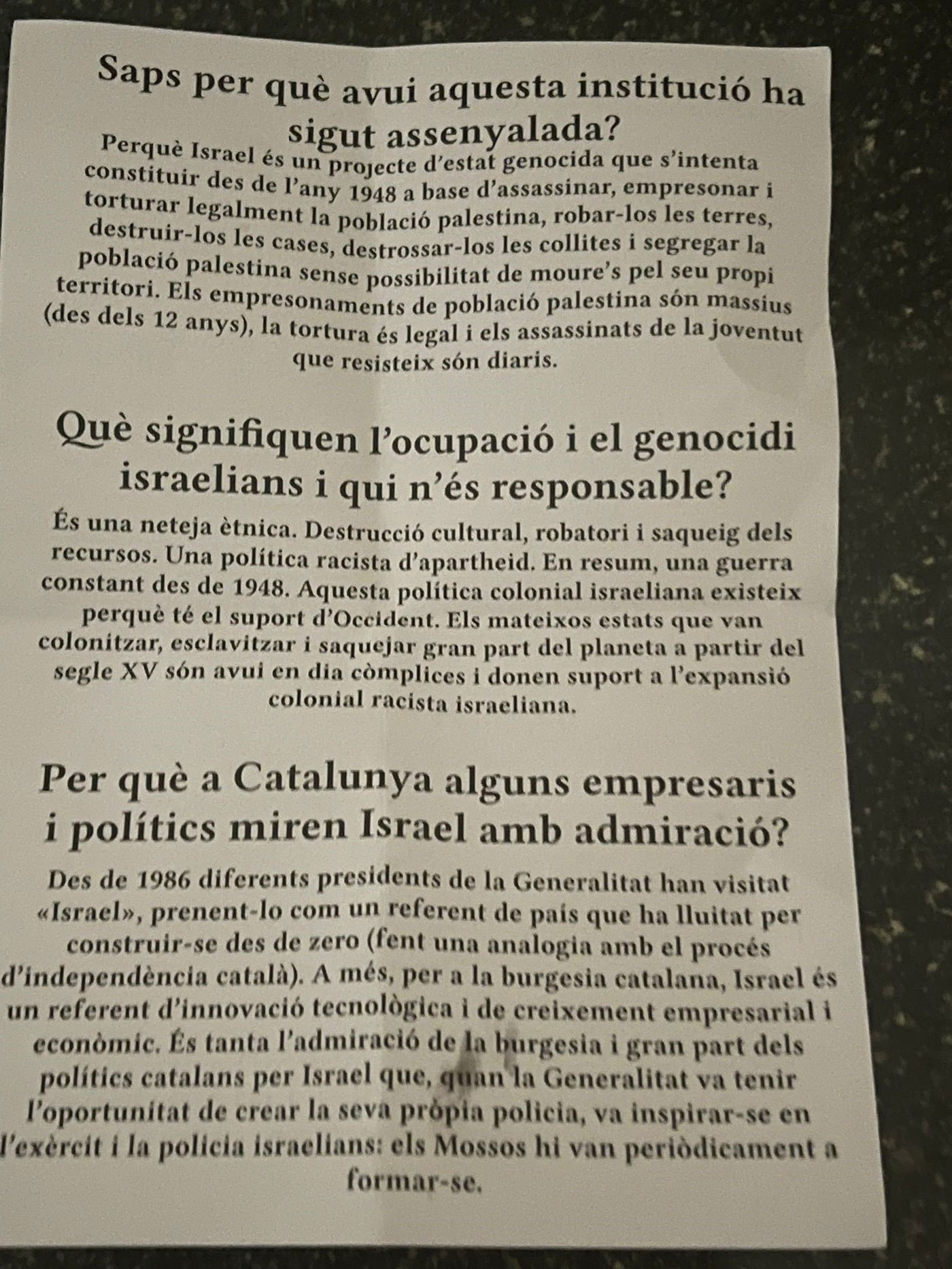 המכתב שהשאירו הפורעים