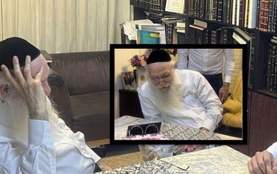 נשיא ישיבת פניבז' צופה בסרטון ומתרגש