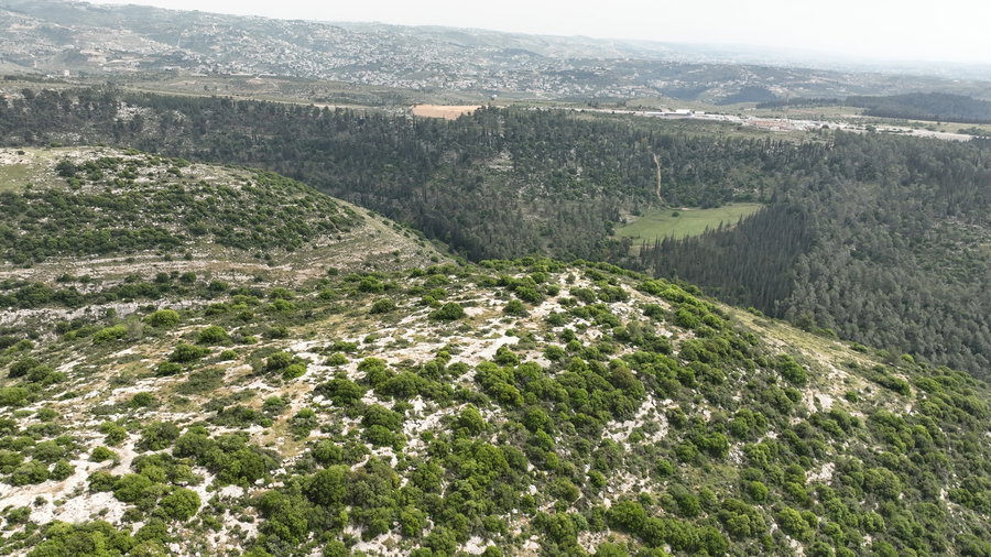 צילום אווירי של גבעת הקרב בשפלת יהודה
