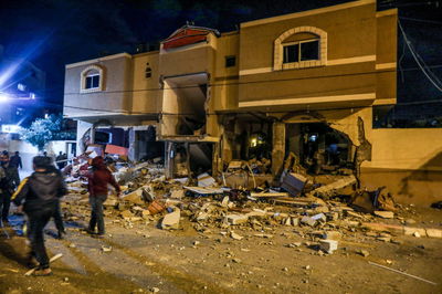 הריסות הדירה בעזה בה חוסל בכיר הג'יהאד