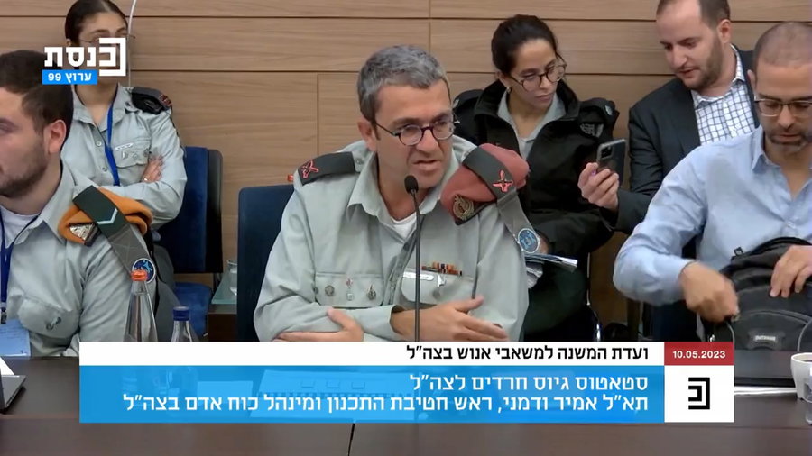 תת-אלוף אמיר ודמני, ראש חטיבת תכנון ומנהל כוח האדם באכ"א, בדיון בוועדה על גיוס חרדים לצה"ל