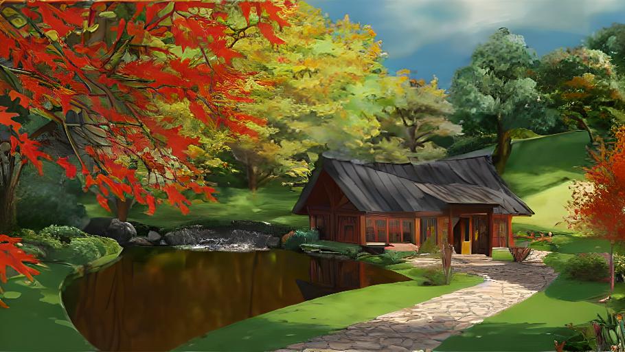 בית קטן על שפת אגם. 