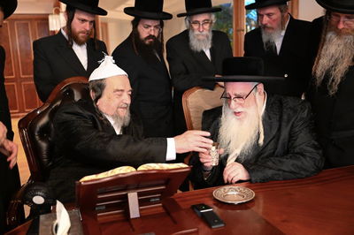 האדמו"ר מצאנז בביקור אצל הגרי"מ שכטר • צפו