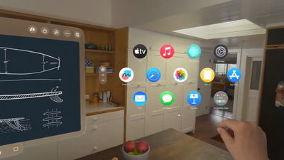 מטבח שהופך למסך מפוצל. Apple Vission Pro