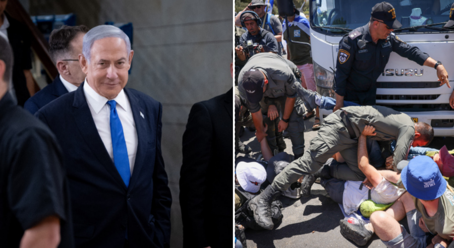 מחוץ לכנסת ונתניהו מגיע ללשכתו