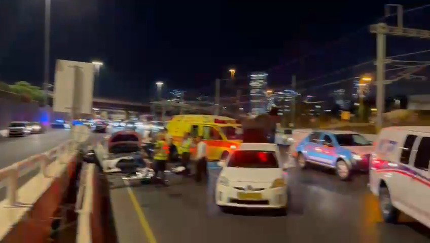 זירת התאונה בכביש 1