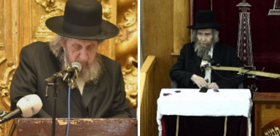 מימין - הגראי"ל שטיינמן במיר בעשי"ת, ויבל"א הגר"ד לנדו