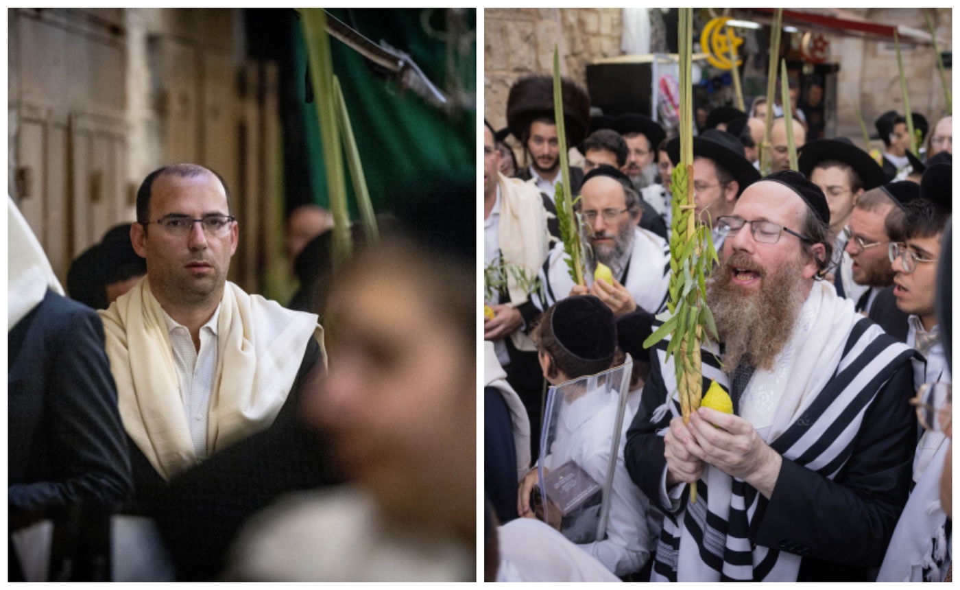 מימין: הגאון רבי נתן רוטמן. משמאל: שמחה רוטמן, בצעדה שהסעירה