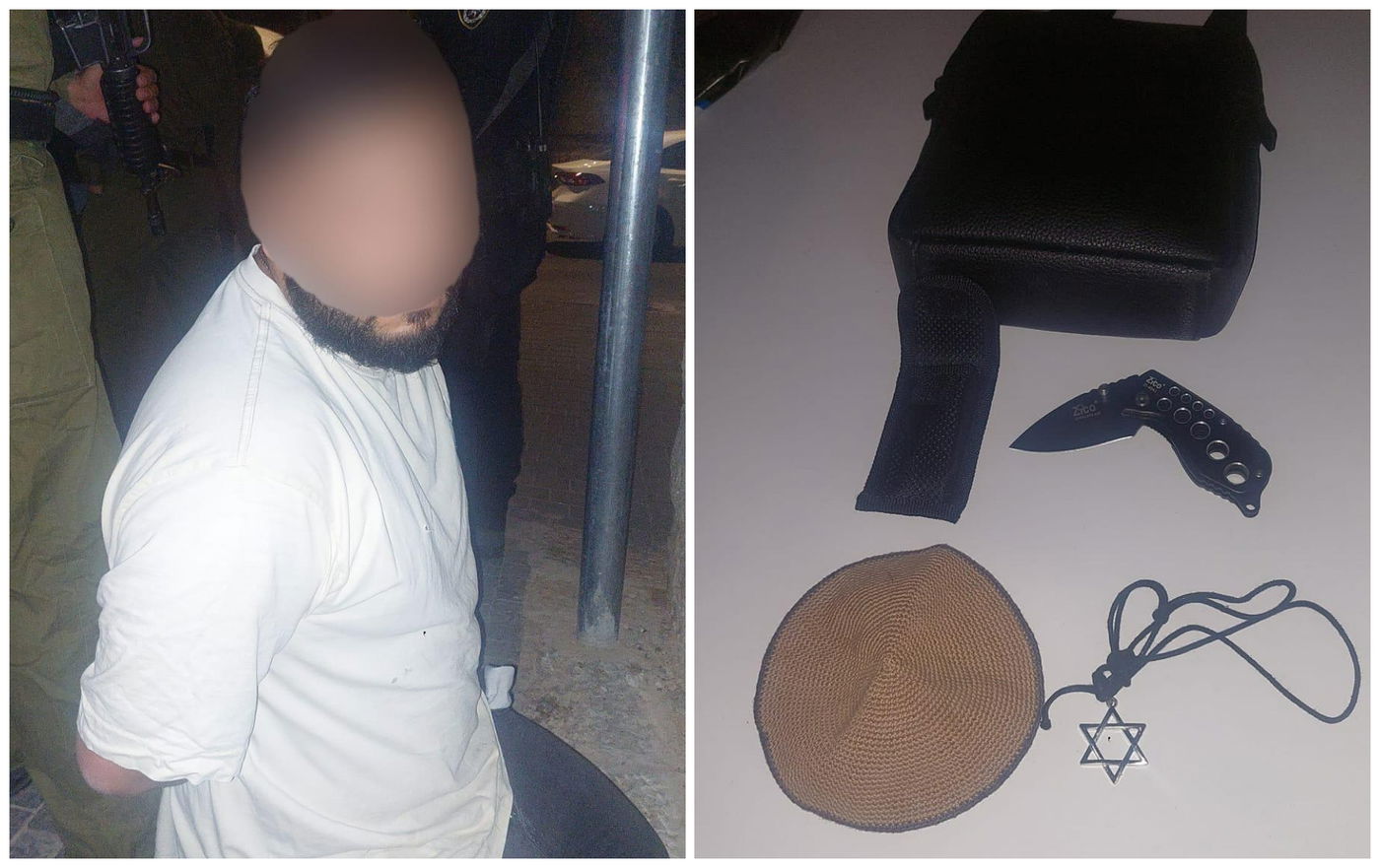 החשוד והציוד שנתפס, הערב