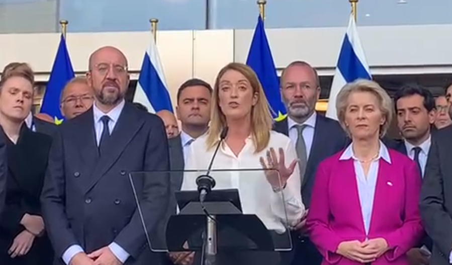 נשיאת הפרלמנט של האיחוד האירופי בנאום תמיכה מרגש | צפו בדברים
