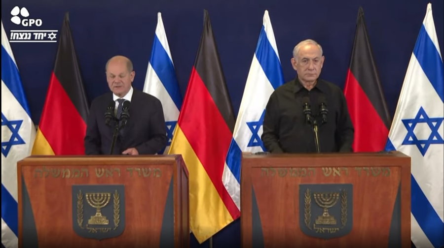 נתניהו ושולץ בהצהרה משותפת לתקשורת