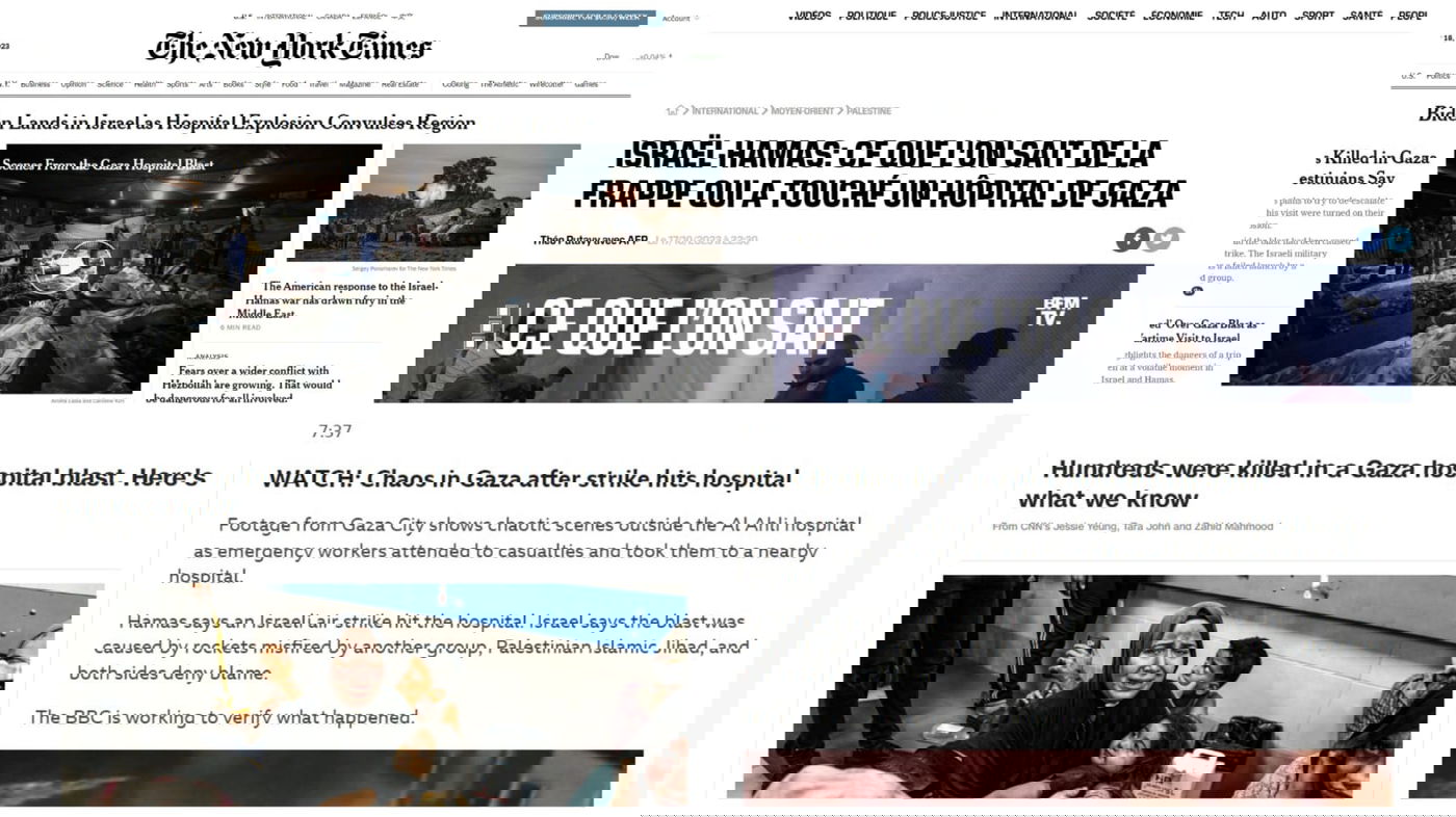 התקשורת העולמית נשארת 'אובייקטיבית' | סיקור בינלאומי של פיצוץ בית החולים 