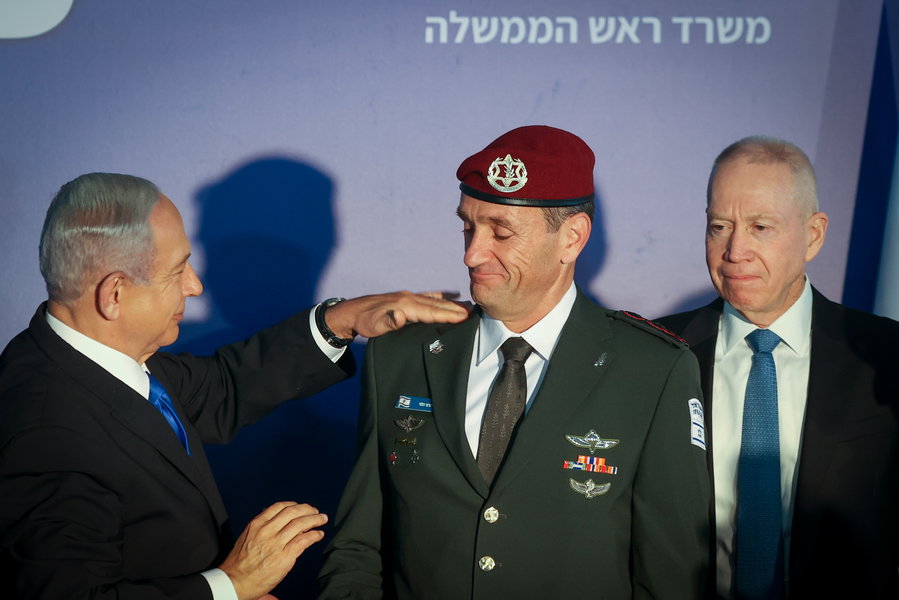 השר גלנט, הרמטכ"ל הלוי ורה"מ נתניהו | ארכיון