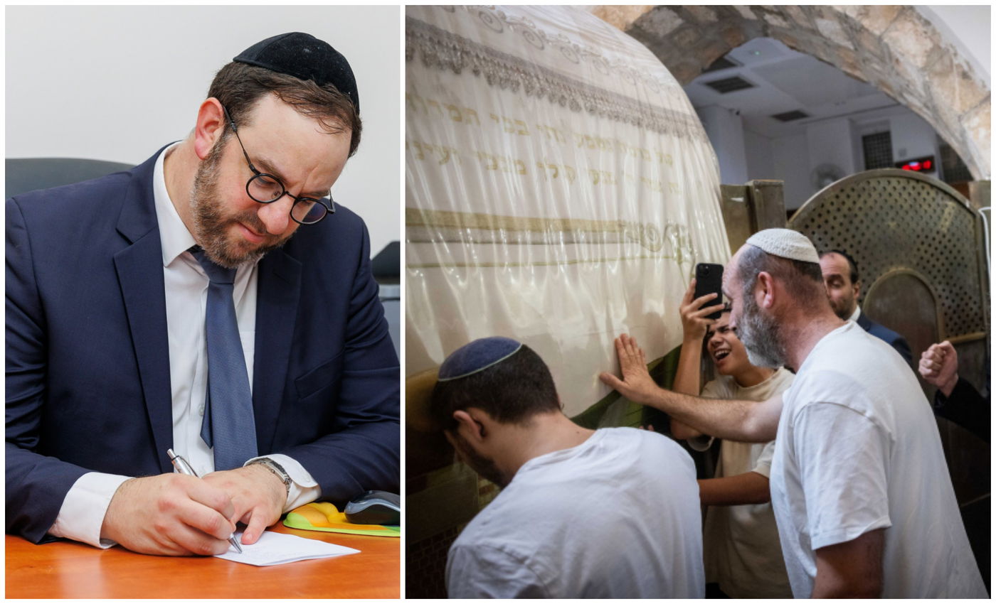 כותב השורות ומתפללים בקבר רחל