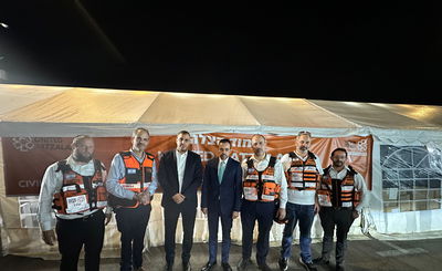 שר הבריאות אוריאל בוסו ויו"ר ועדת הבריאות בכנסת חה"כ יונתן משריקי, בביקור בשטח כינוס הכוחות של ארגון המתנדבים הלאומי - איחוד הצלה בדרום הארץ