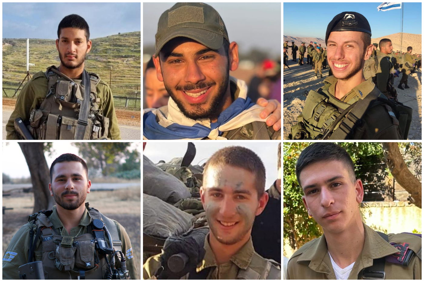 מימין לשמאל - למעלה: סגן אריאל רייך, סמל עדי דנן וסמ"ר הלל סולומון ז"ל | מימין לשמאל - למטה: סמ"ר ארז מישלובסקי, רב"ט ליאור סימינוביץ וסמ"ר רועי דאוי ז"ל