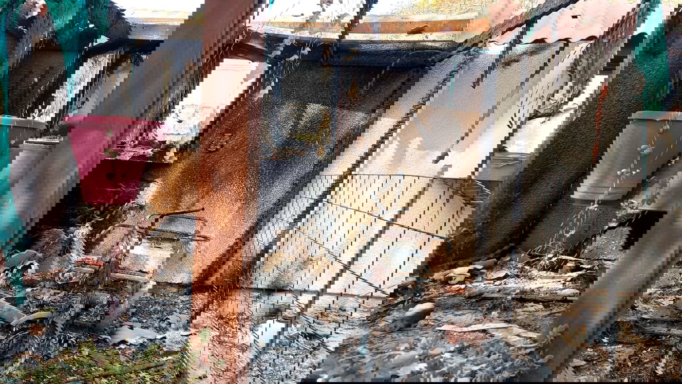 חצר של בית שרוף