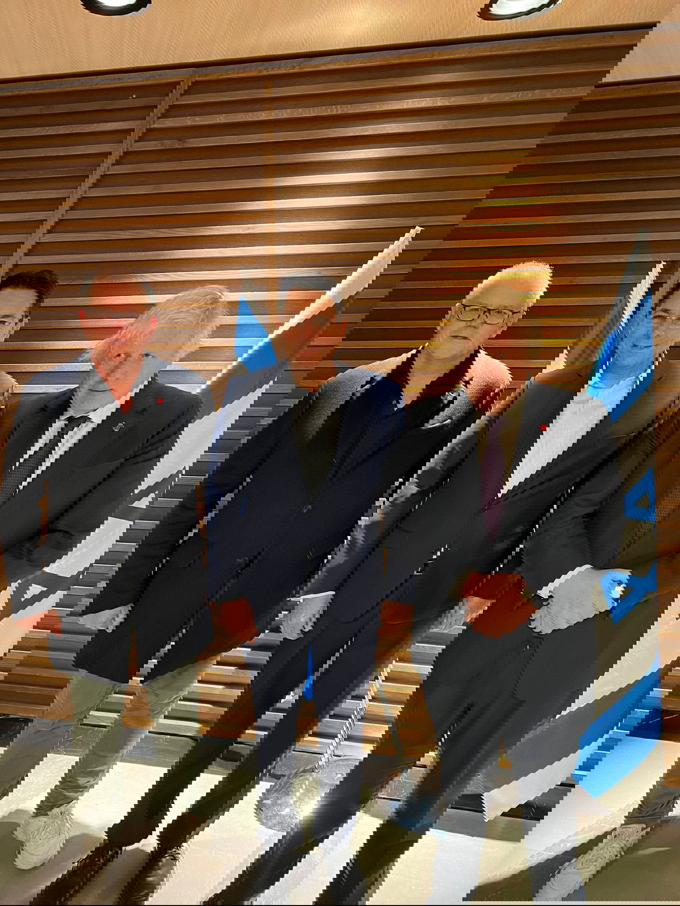 בוריס ג'ונסון וסקוט מוריסון עם ח"כ דני דנון