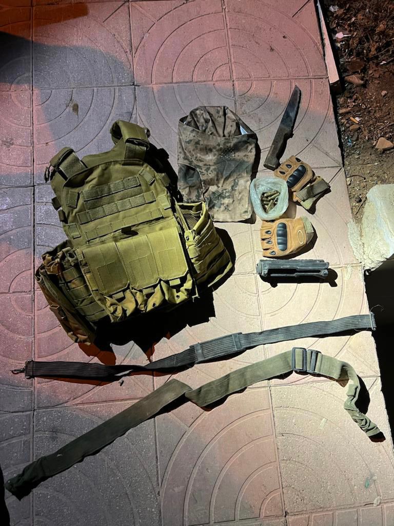 ציוד צבאי שנמצא במבצע מעצרים בחטיבת 'יהודה'