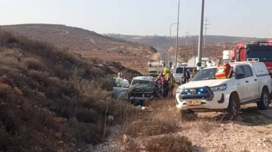 זירת התאונה אתמול (ראשון) בשומרון