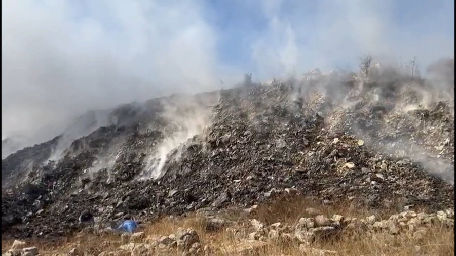 מנכ"ל המשרד להגנת הסביבה, גיא סמט, בזירת השריפה ברנתיס הבוקר
