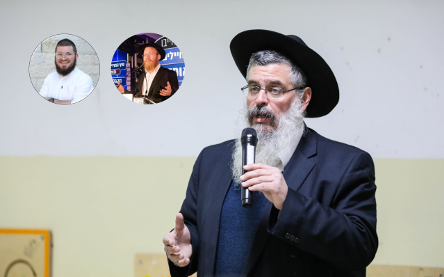 מנהל התלמוד תורה הרב שלום לפידות ז"ל | בקטן: בצד ימין, הרב לוי טננבוים, שמאל, ארי טננבוים